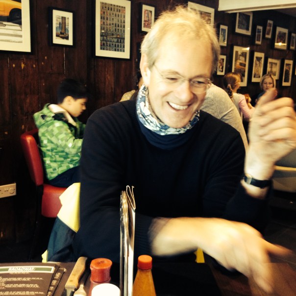 Tucking into breakfast after the ride