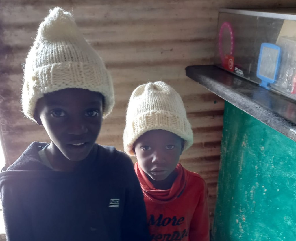 Hats provided by the Vaalwater Knitting Club